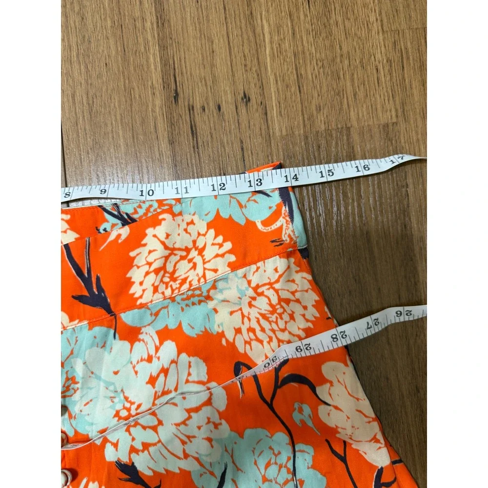 Free People Sammy Printed Maxi Skirt Size 6 Orange Floral Tiger Button Front